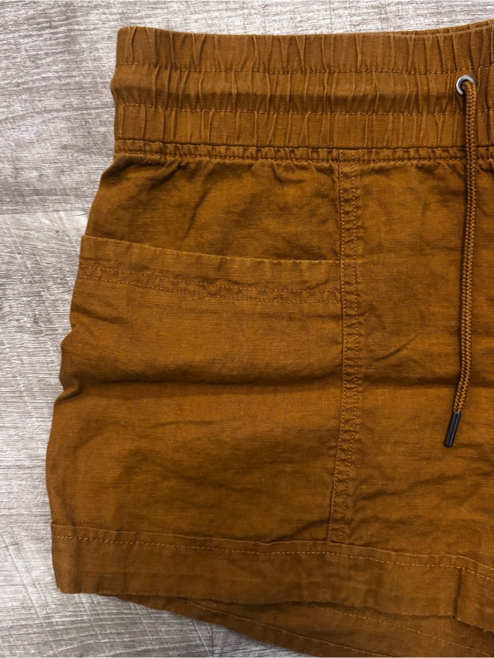 Athleta Linen Cabo 4" Shorts Drawstring Rust Womens Sz. 10 - Picture 5 of 9